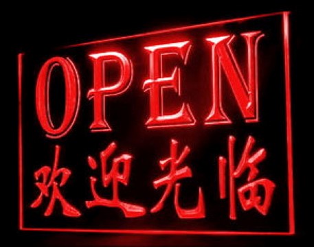 Welcome Open Chinese Script LED Neon Sign